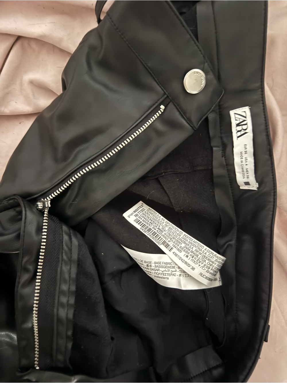 Zara Black Faux Leather Moto Jacket with Silver Hardware